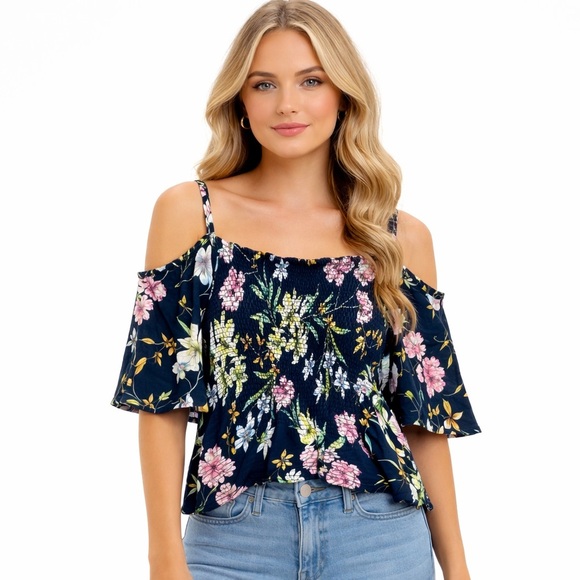 Nuon Tops - Nuon Floral Cold Shoulder Blouse XL